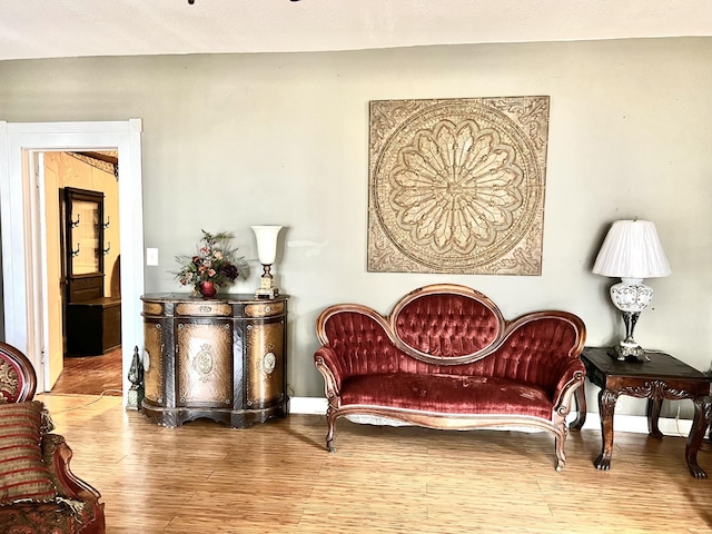 sitting room with hardwood / wood-style floors