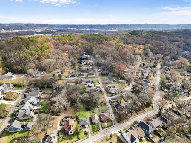 aerial view with a forest view and a residential view