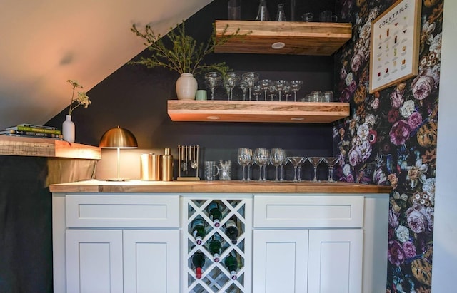 bar with white cabinets