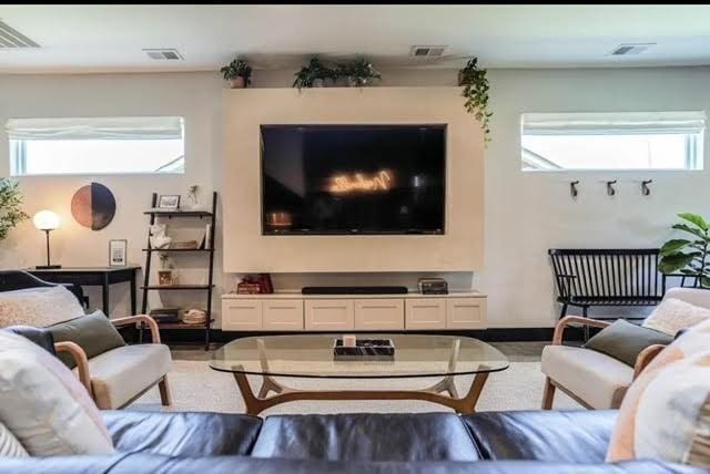 living room featuring a healthy amount of sunlight