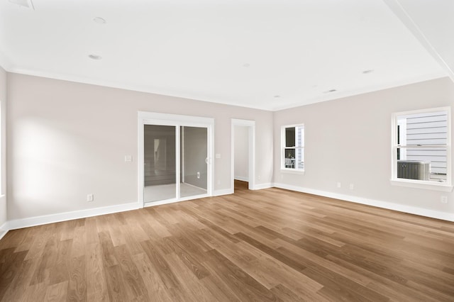 unfurnished living room with light hardwood / wood-style flooring