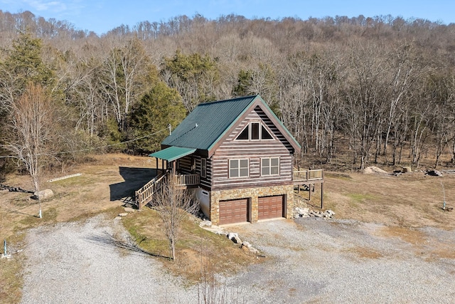 exterior space with a garage