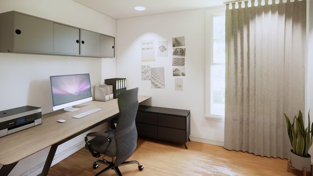 office space featuring light hardwood / wood-style flooring