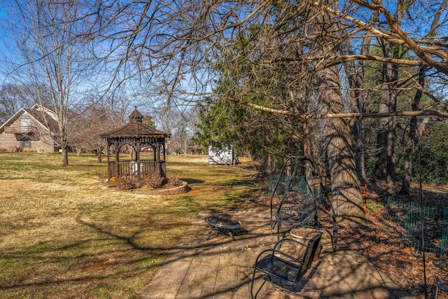 view of yard with a gazebo