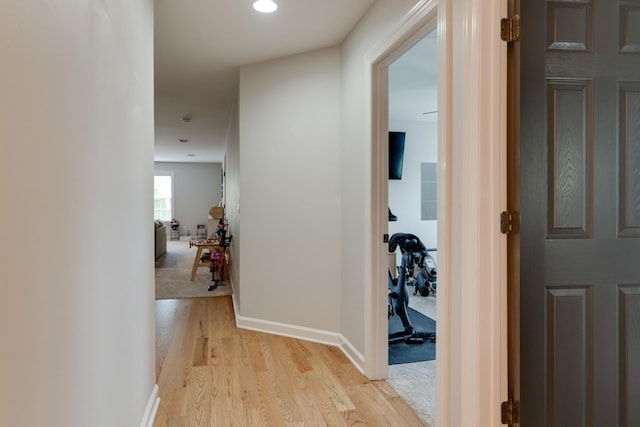 hallway featuring light wood-type flooring