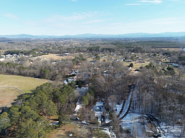 bird's eye view with a mountain view