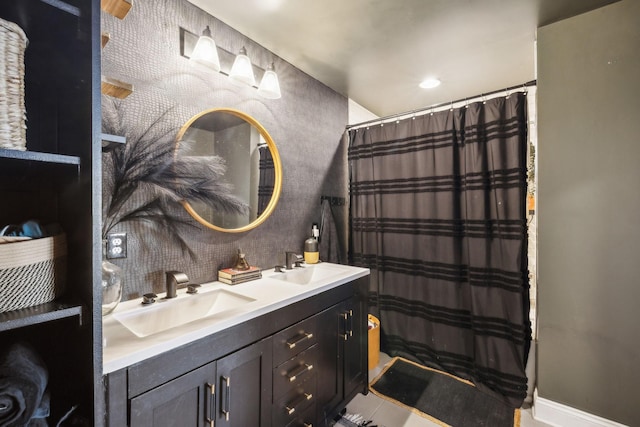 bathroom featuring vanity and tile patterned floors