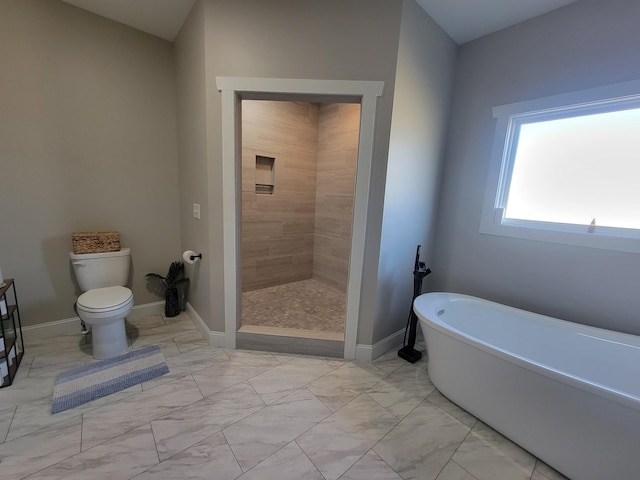 bathroom with toilet and independent shower and bath