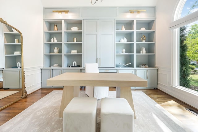 home office featuring hardwood / wood-style floors