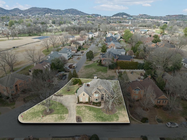 bird's eye view with a mountain view