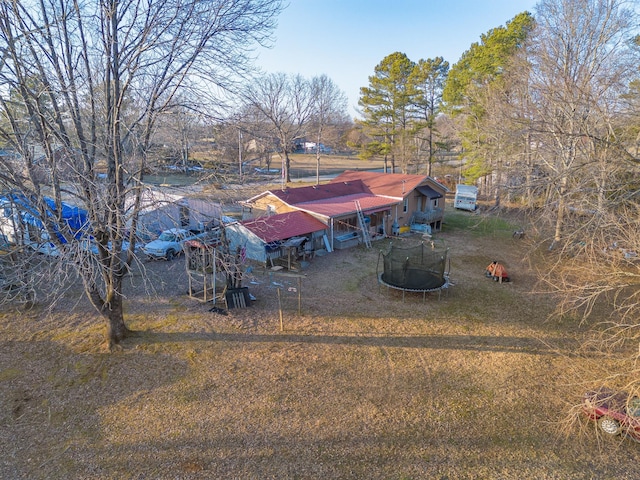 view of yard featuring a trampoline