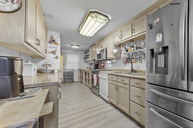 kitchen featuring light hardwood / wood-style floors, sink, and stainless steel appliances