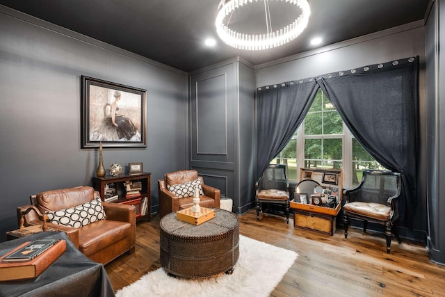 living area with wood-type flooring