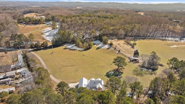 aerial view featuring a rural view