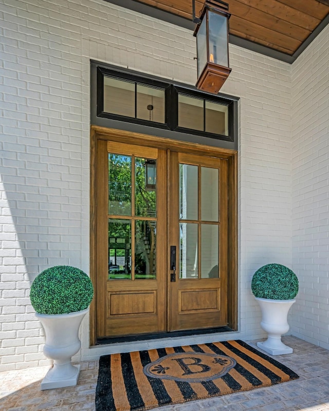 view of exterior entry with french doors