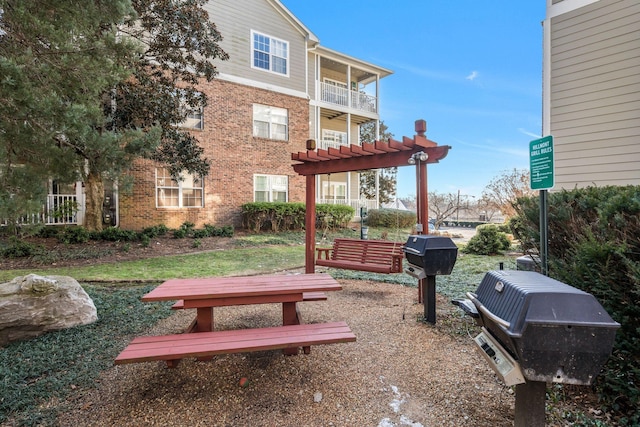 surrounding community with a pergola