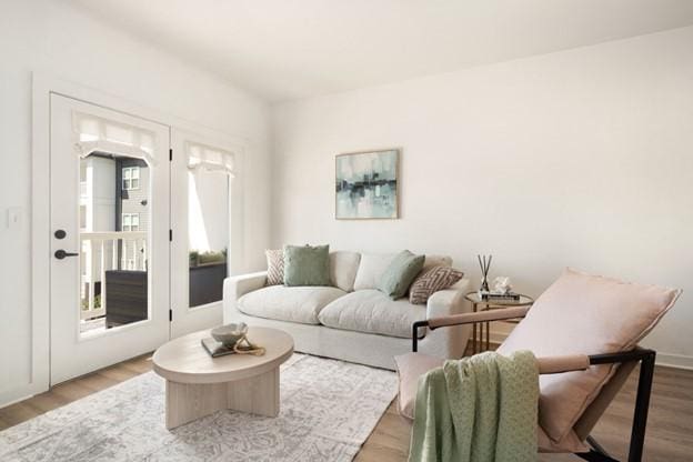 living room with wood-type flooring