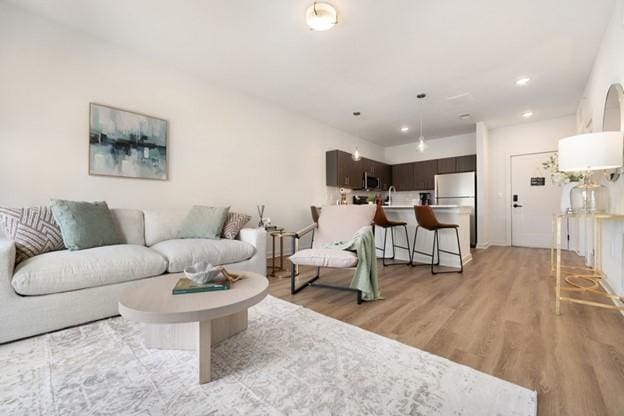 living room with light wood-type flooring