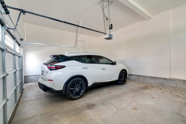 garage with a garage door opener