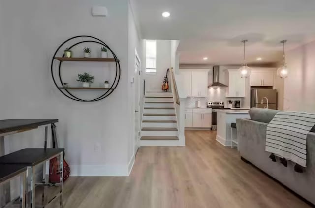 living room featuring light hardwood / wood-style flooring