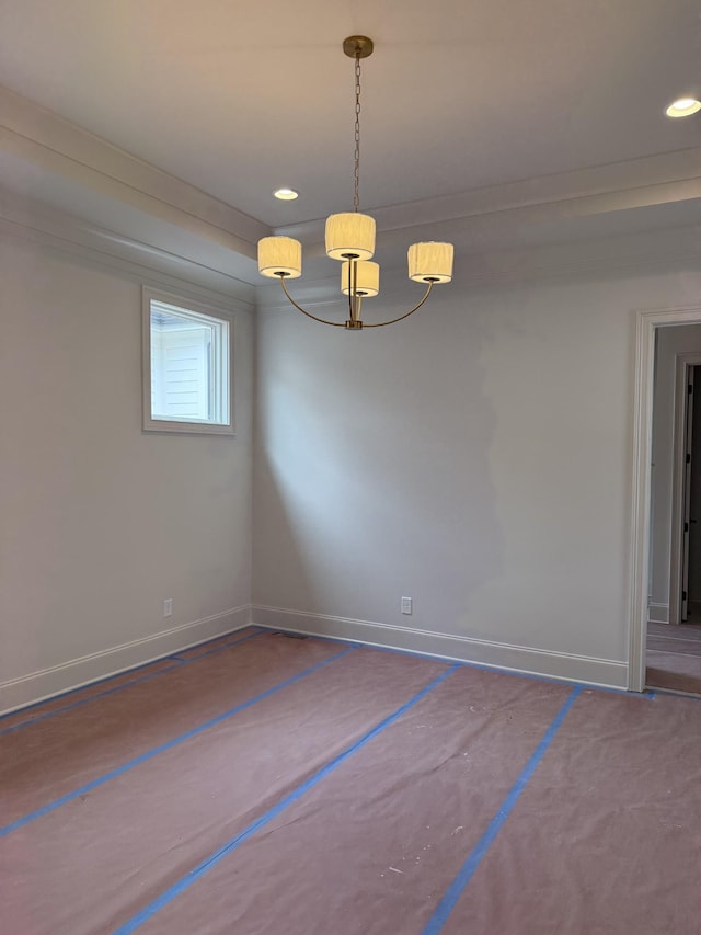 8013 Southvale Blvd, Franklin, TN 37064 - empty room featuring a chandelier, baseboards, and recessed lighting