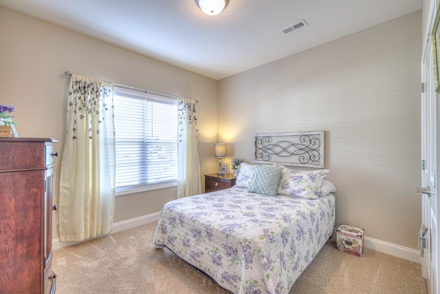 carpeted bedroom with multiple windows