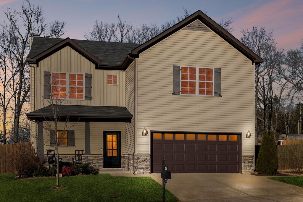 view of front of home with a garage