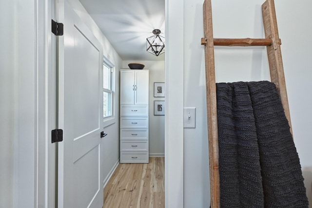 hall with light hardwood / wood-style flooring