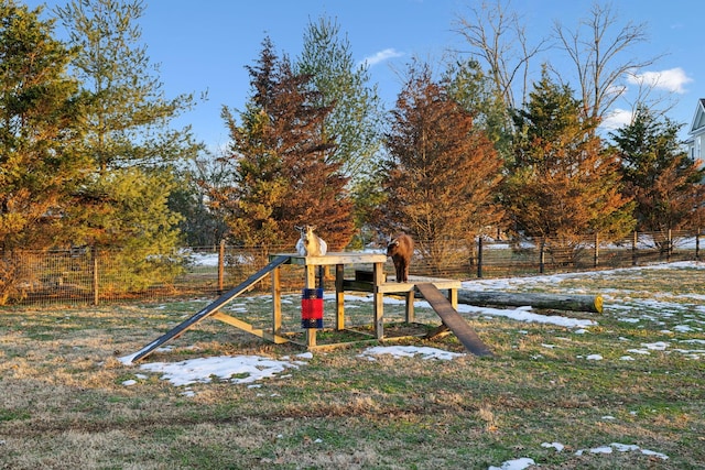 view of snow covered playground