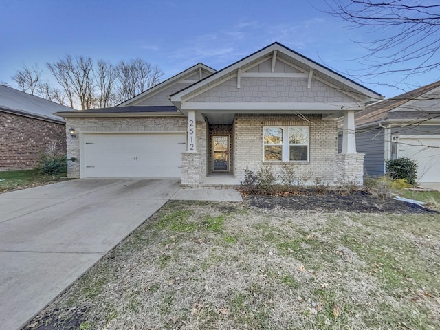 craftsman-style home featuring a garage and a porch