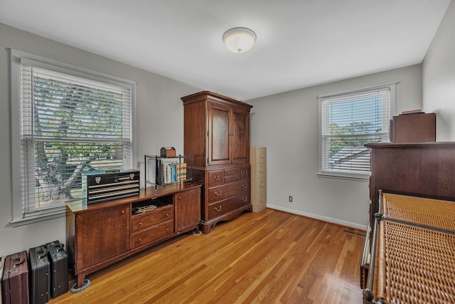 office area featuring light hardwood / wood-style flooring