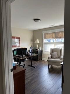 office area featuring hardwood / wood-style flooring