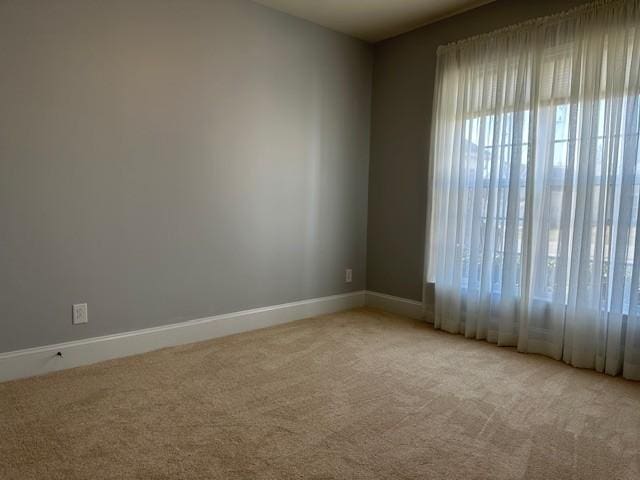 unfurnished room with light carpet