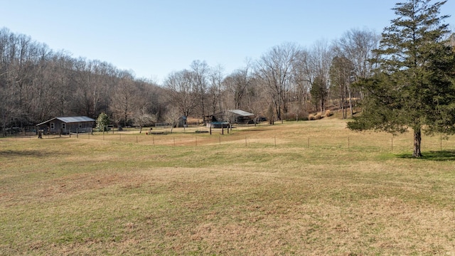 view of yard with a rural view