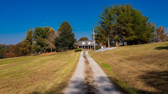 view of front of property with a front lawn