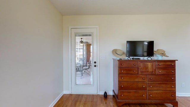 bedroom featuring light hardwood / wood-style floors