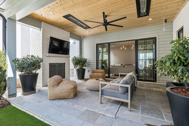 view of patio featuring a ceiling fan