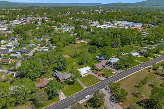 drone / aerial view with a mountain view