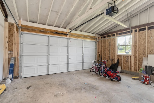 garage with a garage door opener