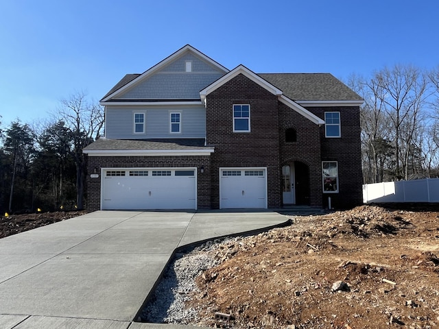 view of front of house with a garage