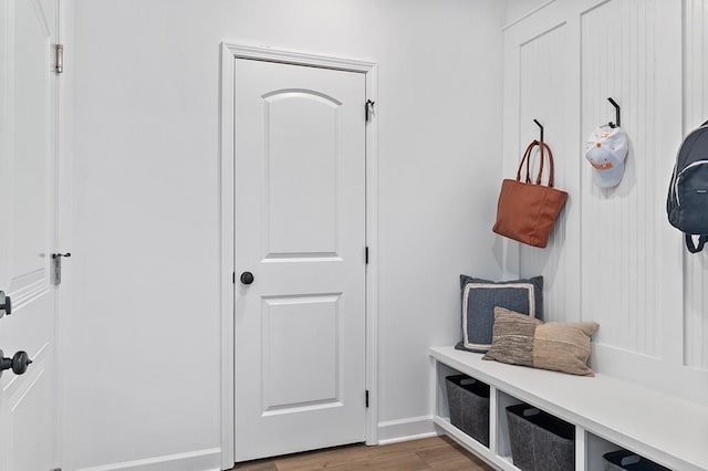 mudroom featuring hardwood / wood-style flooring