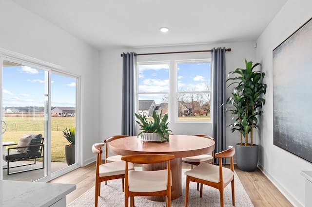 dining space featuring light hardwood / wood-style flooring