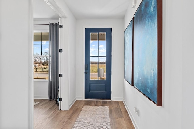 entryway with a healthy amount of sunlight and light wood-type flooring