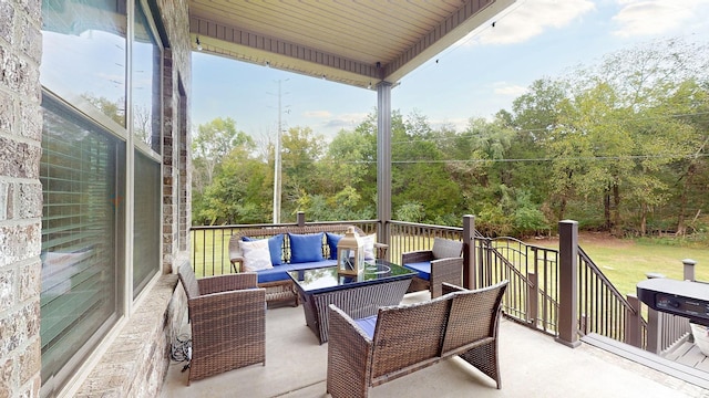 exterior space with an outdoor hangout area