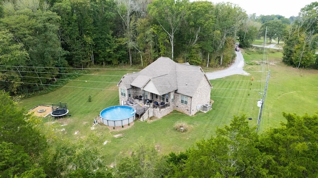 birds eye view of property featuring a rural view