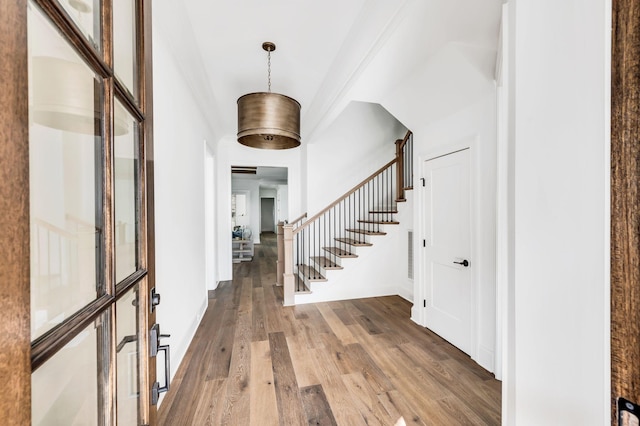 entrance foyer with hardwood / wood-style floors