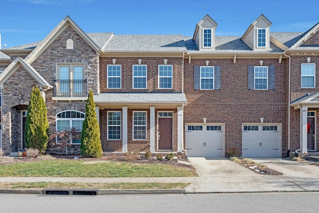 view of front of property with a garage