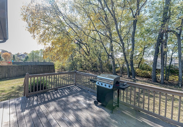 deck featuring grilling area