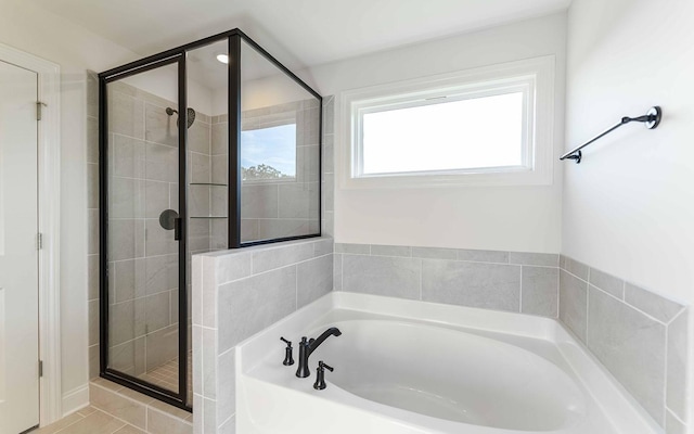 7934 Pine St, Fairview, TN 37062 - bathroom with a garden tub, a shower stall, and tile patterned flooring