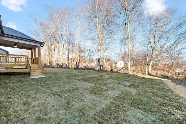 view of yard featuring a deck